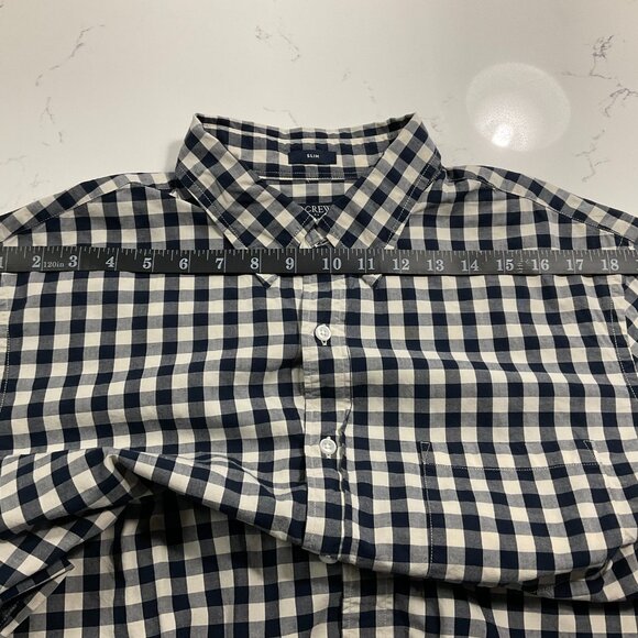 J Crew Slim Fit Button Up Long Sleeve Mens Blue & White Gingham Plaid Size:L - Picture 6 of 10